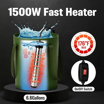 Portable Shower for Camping, 6000mAh Rechargeable Camp Shower Pump with Large Capacity Foldable Bucket, Filtered Shower Head, Outdoor Camp Shower Pump for Hiking, RV, Traveling, Car Washing, Pet Bath