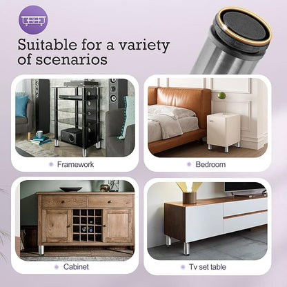 7 Inch Metal Furniture Legs Stainless Steel Adjustable Legs Silver Metal Legs Round Cabinet Legs for Coffee Table Cabinet Desk Sofa Shelves, Pack of 4