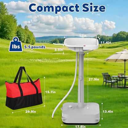 Portable Sink Hand Wash Station - 18L Capacity with USB Port or Battery Powered, Lightweight Outdoor Sink for Travel, Outdoor, Camping - Includes Soap Dispenser & Towel Holder