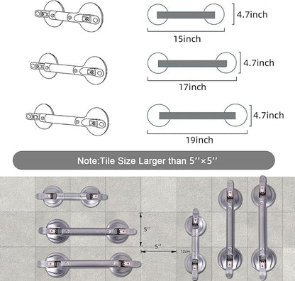 19inch Shower Suction Grab Bar, Portable Shower Handle Bar Suction Grip Bar Bathtub Handle with Strong Hold Suction Cup Fitting and Rapid Release for Bathroom(Max Capacity 300lb
