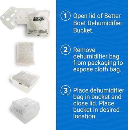 Refillable Moisture Absorber Bucket with Dehumidifier Refill Pack Moisture Absorbers for Closet Storage, Controls Water, Humidity, Odors, and for Basement, Home, Boat, Room, RV, and Car Use