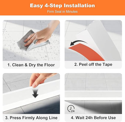 3.8'' High Shower Threshold Water Dam Collapsible 70IN Shower Water Splash Guard for Shower Water Blocker for Wet and Dry Separation Bathroom and Kitchen (70 Inch)