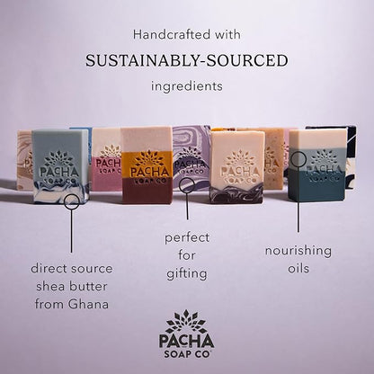 Pacha Soap Co. Bar Soap Variety Set - Signature Scents, Premium Handcrafted Trial & Travel Size Bars for Face, Hands & Body, Hydrating Formula with Clean Ingredients, Made in USA, 2-Pack, 7 oz Each