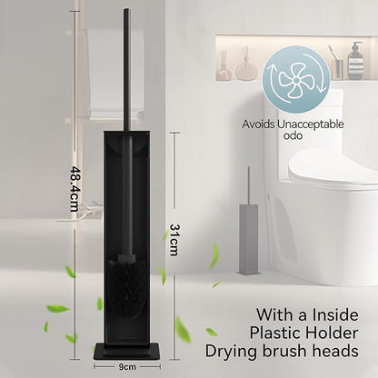 Black Toilet Brush and Holder,Toilet Bowl Brush with Extra Long Handle