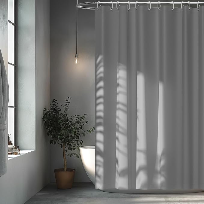 72 x 78 inch Extra Long Waterproof Fabric Shower Curtain Liner, Light Grey Washable Cloth Shower Liner with 3 Large Magnets, Neutral Minimalist Lightweight Shower Curtain Long for Bathroom