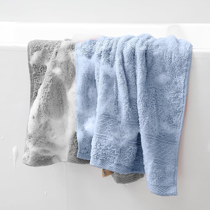 6 Pack 100% Cotton Washcloths Set, Highly Absorbent and Soft Feel Fingertip Towels, 13 x 13 in Quick Dry Face Cloths