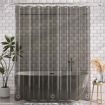 AmazerBath Extra Long Shower Curtain Liner, Clear Black Shower Liner 84 Inches Long, 72x84 Plastic Shower Curtain Liners, Cute Tall Shower Liner, PEVA Bathroom Shower Curtain Liners & 3 Magnets