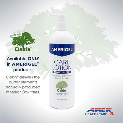 AMERIGEL Care Lotion – Hypoallergenic Moisturizer - Diabetic Skin Care - Rehydrates and Soothes Dry, Irritated Skin - 16 oz.