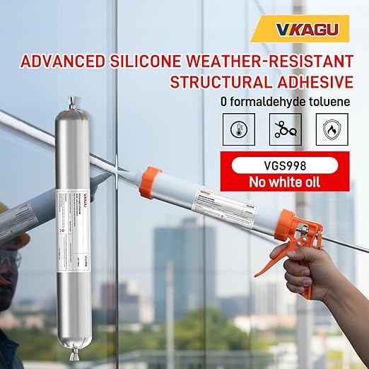 VGS998 Sausage Pack Silicone Sealant for Stone Curtain Wall 20 Pack –19.95 Fl Oz – White Silicone Caulk Concrete Crack Repair, Non-Sag Caulk for Foundation, Walls