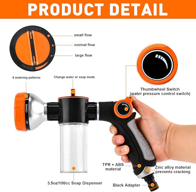 Dog Shower Attachment for Bathroom & Bathtub, 8 Sprayer Modes Dog Washing Hose Attachment with Pet Grooming Glove, Fit G1/2 Shower Hose(HOSE NOT INCLUDED)