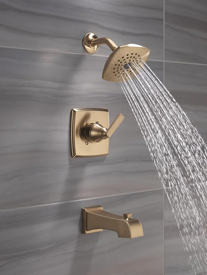 Delta Ashlyn 14 Series Bathtub and Shower Faucet Set, Brushed Gold Shower Head and Handle Set, Valve Trim Kit, Stainless T14464-CZ (Valve Not Included)