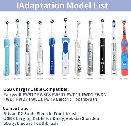 Charger Base for Bitvae/Fairywill / 7AM2M AM105/AM110 Electric Toothbrush (Not for 7AM2M AM100 AM101 AM103), Replacement Charger for Electric Toothbrushes Charged with USB Data (Black)