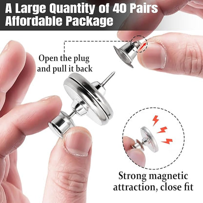 Curtain Magnets, Kaluofan 40Pairs Curtain Magnets Closure with 40Pairs Self-Adhesive Patch, Magnetic Curtain Clips Prevent Light Leaking, Keep Curtain Closed for Home Bedroom Bathroom Office Draperies