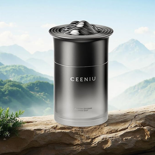 Ceeniu Luxurious Car Air Freshener CF23, Odor Release Gel, 45 oz Large Capacity, Adjustable scent intensity with gear control, Natural Plant Extract, Whispering Pines Scent, Last 4 months
