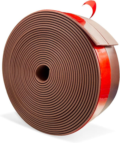 Wide Silicone Weather Stripping, 3 inch (W) x 20 Ft (L) Door Draft Stopper, Silicone Seal Strip for Doors Windows and Shower Glass Gap, Brown