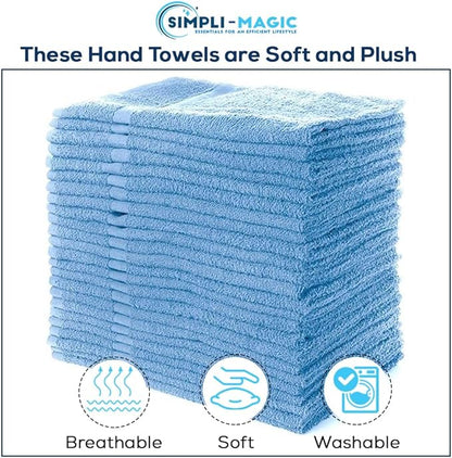 Simpli-Magic Cotton Hand Towels, 12 Pack, 16” x 27”, Blue