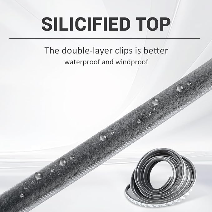 Weatherproof Self-Adhesive Soundproofing Door and Window Seal - 16.5 Ft Gray Insulation Strip, 0.3" Wide x 0.2" Thick, Energy-Efficient Draft Blocker for Wind, Dust, and Noise Protection