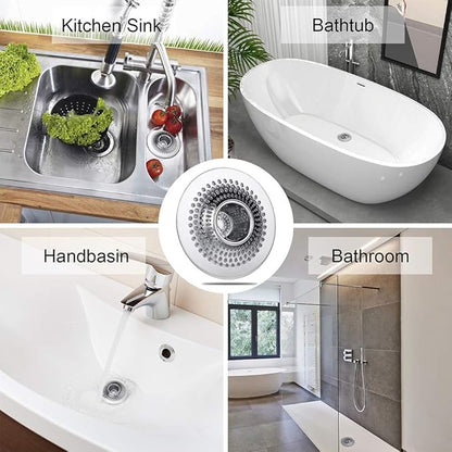 MFTEK Drain Hair Catcher Tub Drain Protector, Stainless Steel Bathtub Shower Drain Hair Stopper Strainer Trap for Shower Bathroom Sink to Catch Hair