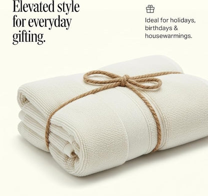 Preston Lane Douro Bath Mat – 100% Cotton, Plush & Absorbent Quick-Dry Bathroom Rug – Hotel-Quality Floor Mat for Shower or Tub, Made in Portugal, Alabaster