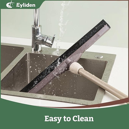 Eyliden 17" Floor Squeegee, Scratch-Free Water Removal EVA Broom | Dual-Layer Gentle Blade, 54.3" Telescopic Handle, Floor-Safe Water Sweeper for Hardwood Tile Shower Glass, Wet Weather Floor Tools