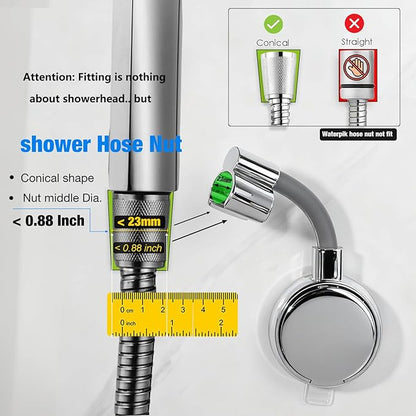 Suction Cup Handheld Shower Head Holder - Reusable - 360 Swivel Adjustable - Wall Mount Shower Wand Holder