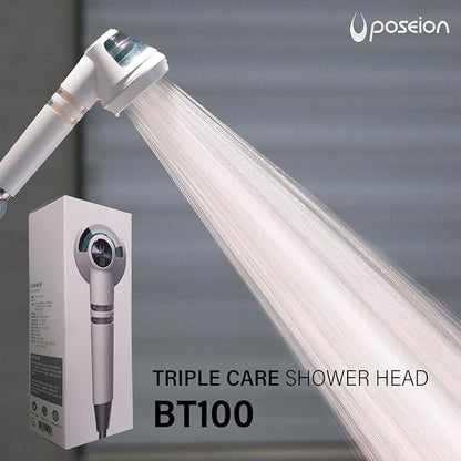 POSEION BT100 SW Filtered Shower Head – Handheld, High Pressure, Magnetized Sediment Filter, Ultrafine Water Stream, Spa-Like Comfort, Durable Build, Made in Korea
