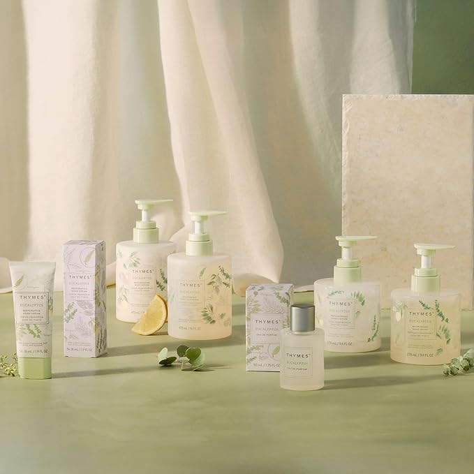 Thymes Nourishing Body Cleanser - Large Moisturizing Body Wash with Pump - Hydrating Cleanser - Notes of Eucalyptus Oil, Lemon, Petitgrain, Bergamot, Lemongrass, & Lush Fir (Eucalyptus, 16 fl oz)