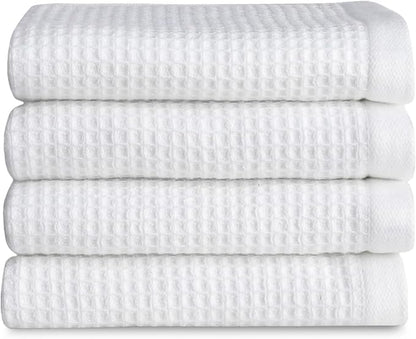 Cozy Earth Waffle Washcloths - 60% Cotton 40% Viscose from Bamboo Washcloths 13 x 13 Inches - Soft & Absorbent Terry, Reversible Mini Textured Waffle & Weave Pattern - 4 Pack