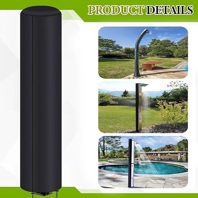 Solar Shower Cover - Dustproof All Weather Shield, Garden Shower Protection, Outdoor Camping Backyard Pool Patio Accessory, UV Resistant Water Heater Shelter, Black PVC Material