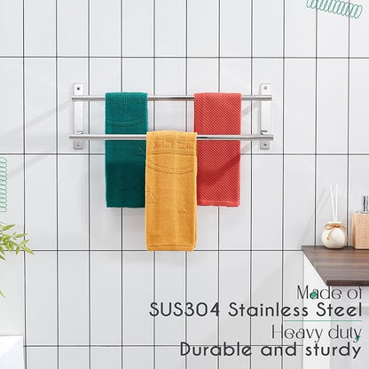 KOKOSIRI Bathroom Towel Racks 20 Inch Double Towel Bars Bath Towel Holder Towel Storage Towel Shelves Wall Mount Stainless Steel Polished Chrome B5010CH-L20