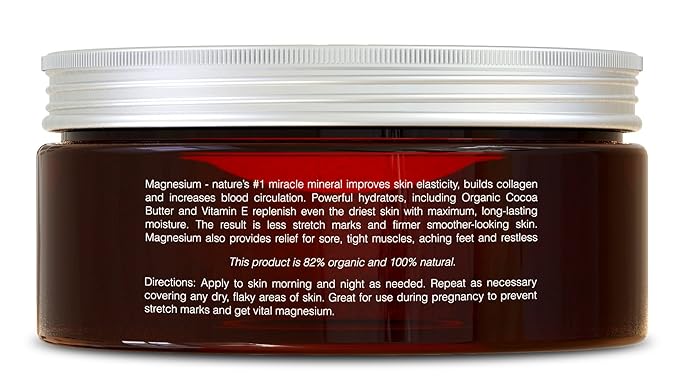 Seven Minerals, Natural Magnesium Cream for Pain Calm, Leg Cramps, Sleep & Muscle Soreness With Moisturizing Organic Cocoa Butter & Vitamin E - No Harmful Ingredients USA Made Safe for Kids (8 fl oz)