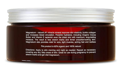 Seven Minerals, Natural Magnesium Cream for Pain Calm, Leg Cramps, Sleep & Muscle Soreness With Moisturizing Organic Cocoa Butter & Vitamin E - No Harmful Ingredients USA Made Safe for Kids (8 fl oz)