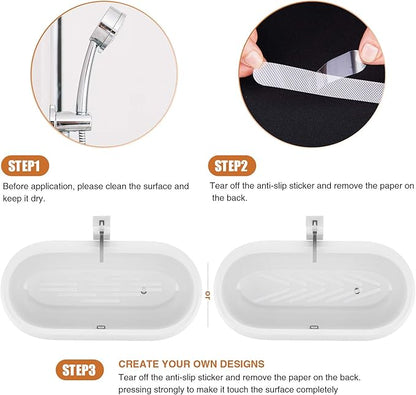 Original Anti Slip Shower Stickers, Safety Bathtub Strips Adhesive Decals with Premium Scraper for Bath Tub Shower Stairs Ladders Boats