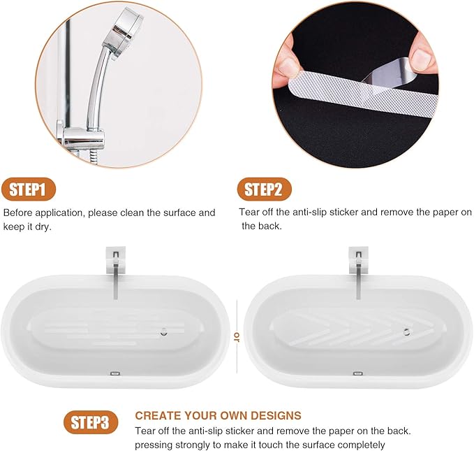 Anti Slip Shower Stickers 24 PCS Safety Bathtub Strips Adhesive Decals with Premium Scraper for Bath Tub Shower Stairs Ladders Boats