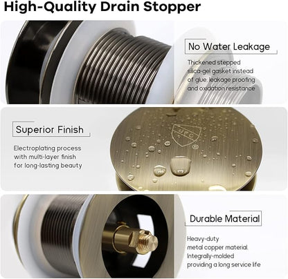 FerdY Pop-up Drain for Freestanding Bathtub, Brushed Bronze Finish, cUPC Certification, Freestanding Bathtub Drain Stopper
