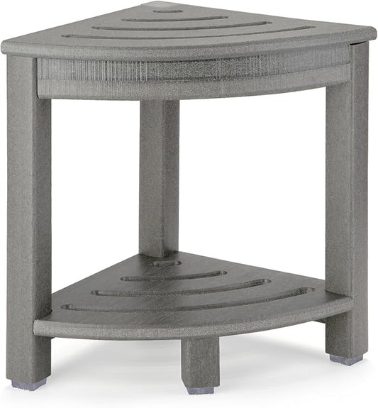 HDPE Corner Shower Stool,Shower Bench Seat with Storage Shelf for Shaving Legs Plastic Spa Bath Step Foot Rest for Bathroom Small Place (Grey)
