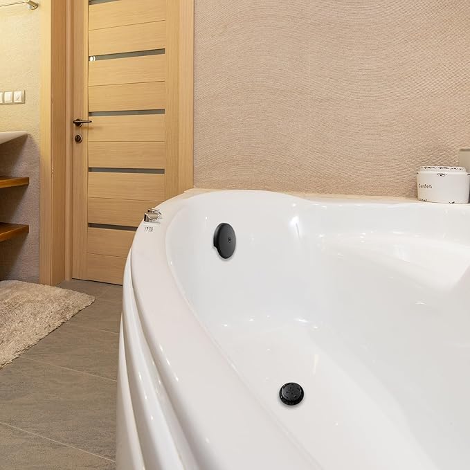 Single Hole Bathtub Drain Overflow Plate with One Matching Screws, Easy to Install, Matte Black