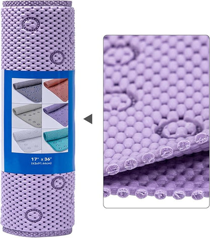 Double Layer Foam Non Slip Bathtub Mat 37x17in, More Comfortable and Thicker Tub Mat Than Ordinary Foam Shower Mat, Bath Mat for Tub with Suction for Comfort and Safety (P-Purple, 36'' x 17'')