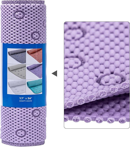 Double Layer Foam Non Slip Bathtub Mat 37x17in, More Comfortable and Thicker Tub Mat Than Ordinary Foam Shower Mat, Bath Mat for Tub with Suction for Comfort and Safety (P-Purple, 36'' x 17'')