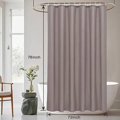 AooHome Extra Long Shower Curtain 72x78 Inch, Fabric Shower Curtain Liner for Hotel with Hooks, Weigthed Hem, Water Repellent, Chocolate