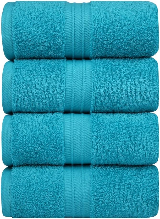 Hand Towels Set of 4 - Extra Soft &%100 Cotton, Large (16"x 28") Decorative, Luxury, Plush - Versatile, Perfect as Hotel Quality Towel, Soft Face Towels, Large Hand Towels - Turqoise