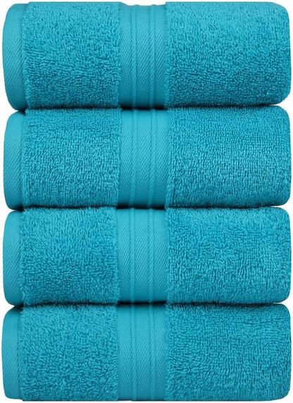 Hand Towels Set of 4 - Extra Soft &%100 Cotton, Large (16"x 28") Decorative, Luxury, Plush - Versatile, Perfect as Hotel Quality Towel, Soft Face Towels, Large Hand Towels - Turqoise