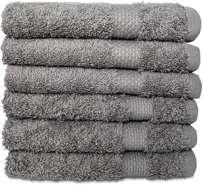 Hencely Premium 6-Pack Washcloths 12x12 Inches Soft Turkish Cotton High Absorbent and Quick Dry Dishtowel for Kitchen and Bath (Wash Cloth 6 Pack, Gray)