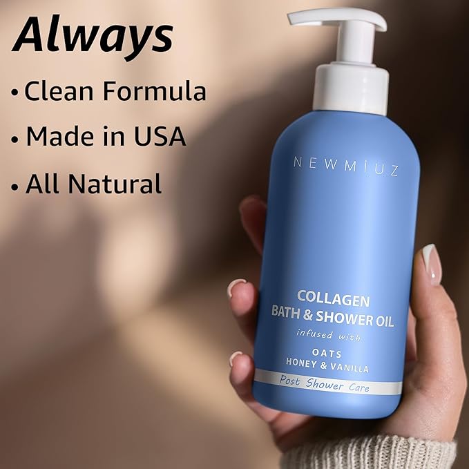 New Miuz Collagen InShower Body Conditioner Natural Post Shower Care Moisturizer for Body Legs Nourishing Bath Oil Oatmeal Honey Vanilla Self care Spa Gift