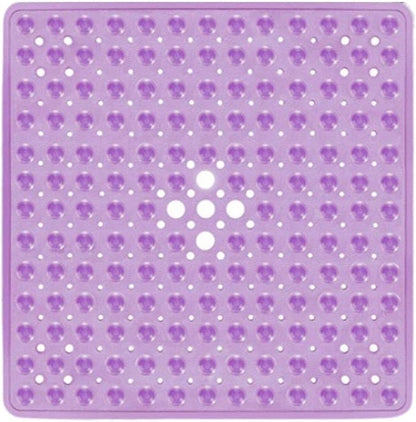 ENKOSI Square Anti Slip Shower Mat - 21x21 Clear Purple, Ideal for Elderly - No Slip, Nonslip