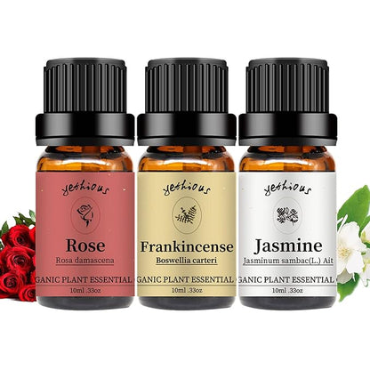 yethious Frankincense Jasmine Rose Essential Oil 100% Organic Pure Rose Essential Oil for Diffuser & Aromatherapy