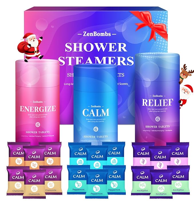 Shower Steamers, 18 Pack Set Shower Bombs with 6 Organic & Natural Fragrance, Self-Care & Relaxation Presents for Women and Men, Ideal for Personal Care and Birthday, Christmas White Elephant Presents