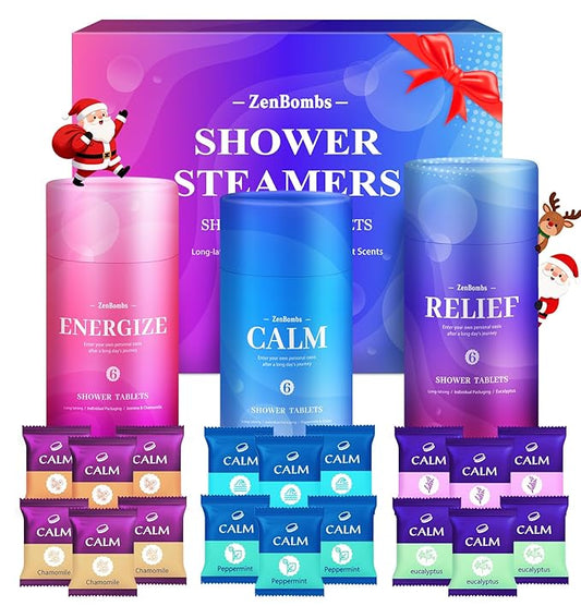 Shower Steamers, 18 Pack Set Shower Bombs with 6 Organic & Natural Fragrance, Self-Care & Relaxation Presents for Women and Men, Ideal for Personal Care and Birthday, Christmas White Elephant Presents