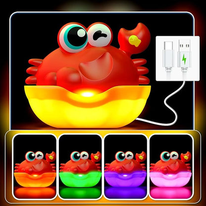 Bath Toys for Kids Ages 1-3,Light Up Baby Bath Toys Crab Bubble Maker with Colourful Light Toddler Bathtub Birthday Gifts Christmas Stocking Stuffers for Boys Girls Aged 1-3 2-4 3-5