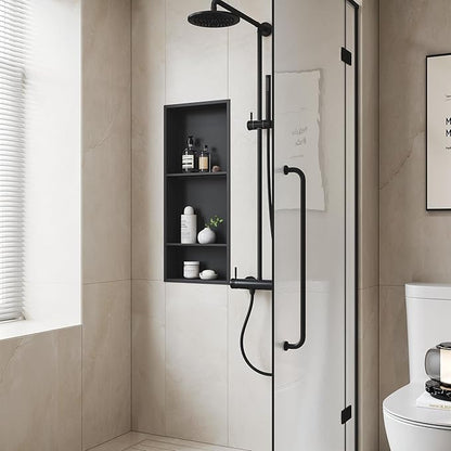 Neodrain 12X30 Inch Matte Black 3-Tier Stainless Steel Shower Niche, NO Tile Needed Recessed Wall Niche Shelf for Bathroom Storage Cabinet